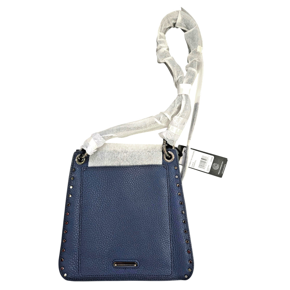 Rebecca Minkoff Darren Pebbled Leather Small Shoulder Bag Studded Detail Blue